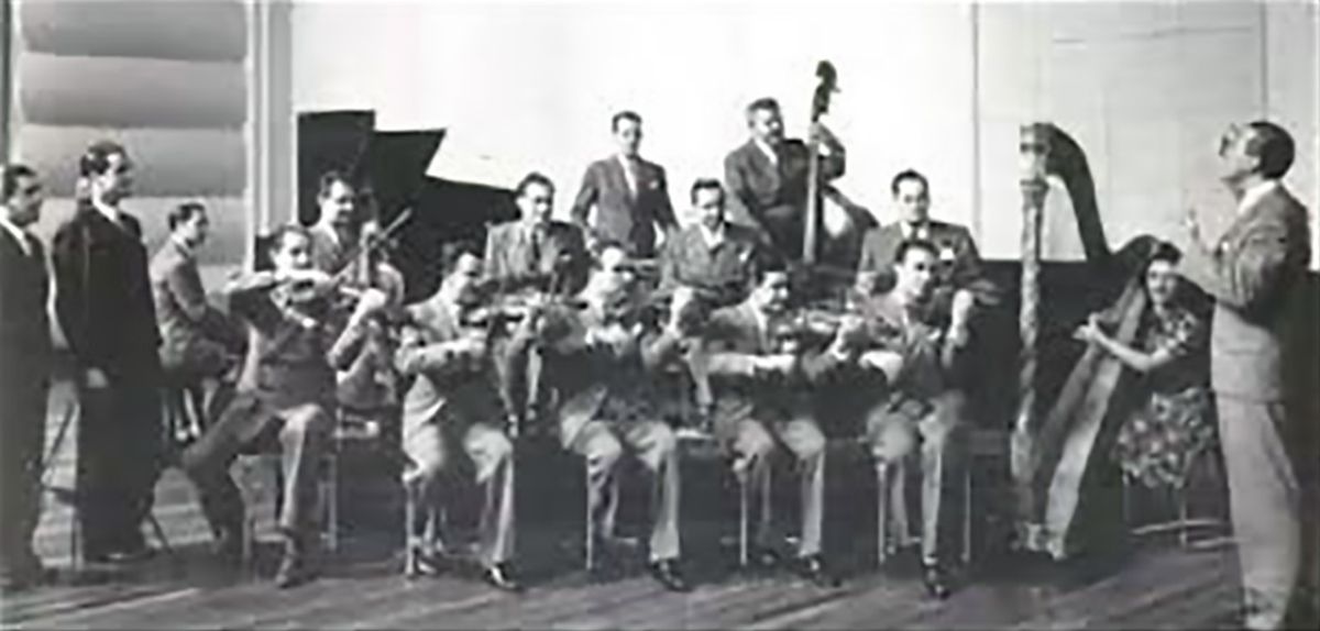 Osvaldo Fresedo, Argentine Tango musician, leader and composer, with his orchestra.