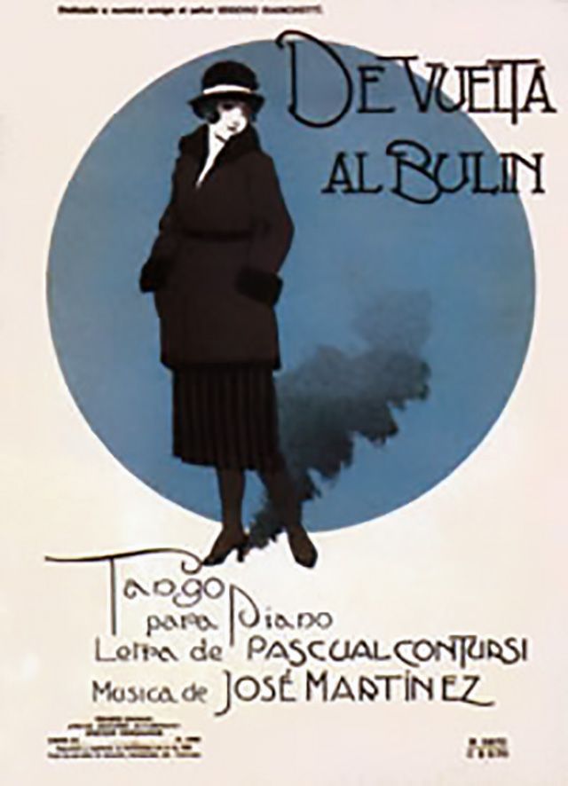 "De vuelta al bulín", Argentine tango music sheet cover.