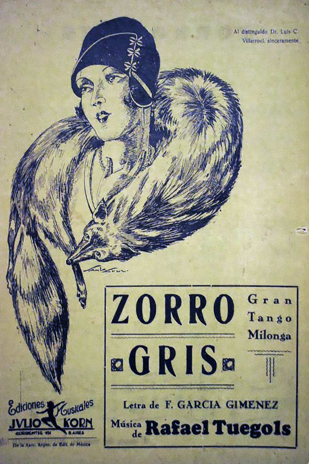 "Zorro gris", Argentine tango music sheet cover.