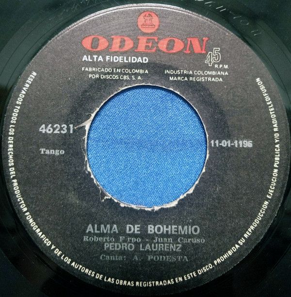 "Alma de bohemio", composición de Roberto Firpo, por Pedro Laurenz y su Orquesta Típica con Alberto Podestá.