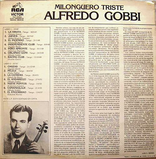 "Chuzas" de Agustín Bardi, por Alfredo Gobbi y su Orquesta Típica, 1949.