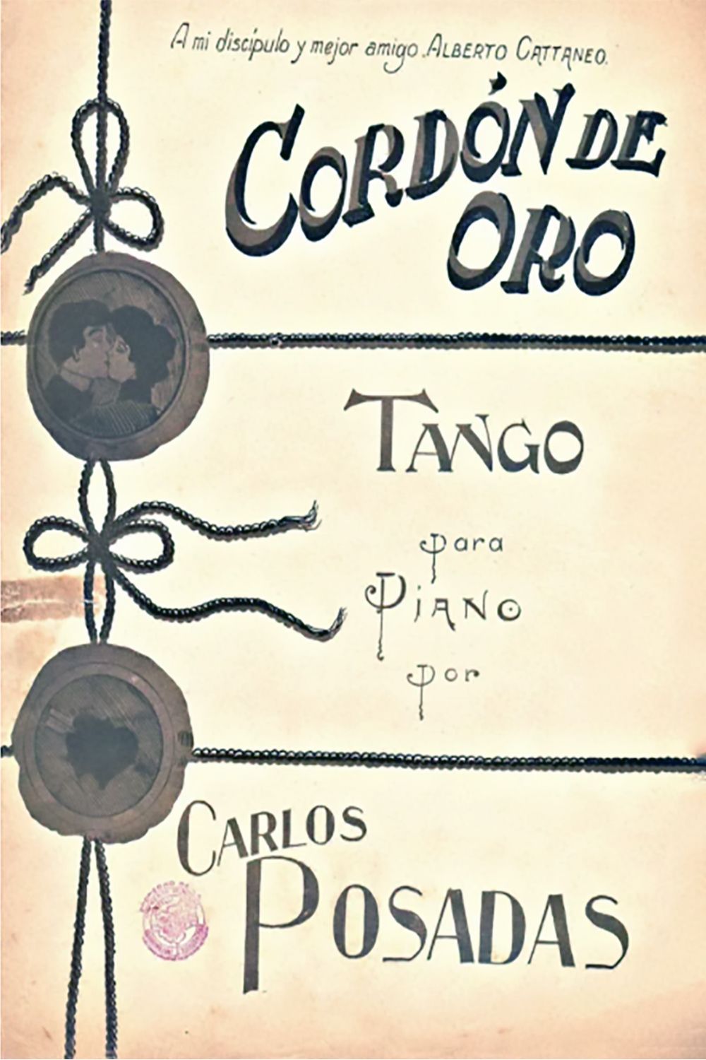 "Cordón de oro", tapa de la partitura musical del tango.