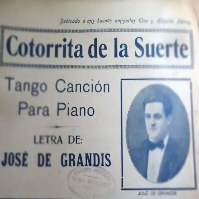 "Cotorrita de la suerte", tapa de la partitura musical del tango.