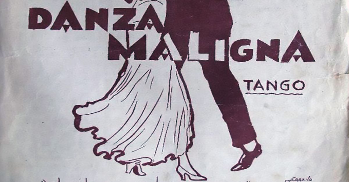 "Danza maligna", tapa de la partitura musical del tango.