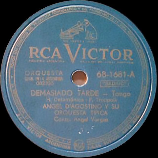 "Demasiado tarde", disco vinilo del tango.