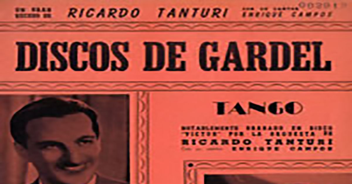 "Discos de Gardel", tapa de la partitura musical del tango.