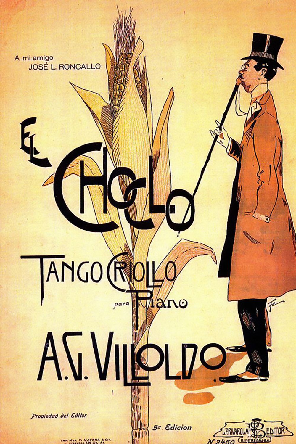 El Choclo, tapa de la partitura musical del Tango.