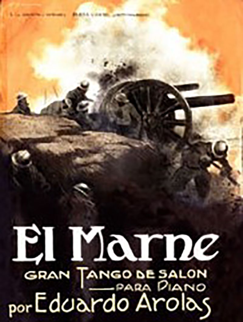 Tapa de la partitura de "El Marne", tango compuesto por Eduardo Arolas en 1919.