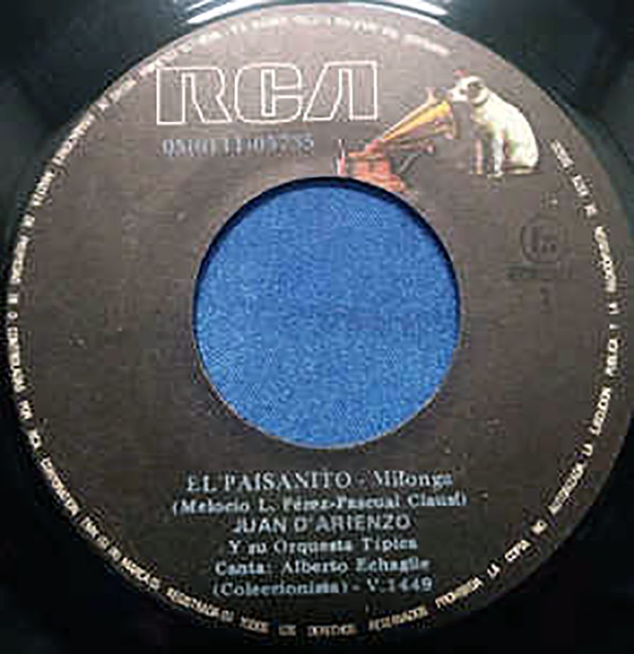 "El paisanito", milonga de Música: Pascual Clausi. Letra: Melecio Pérez. Disco vinilo.