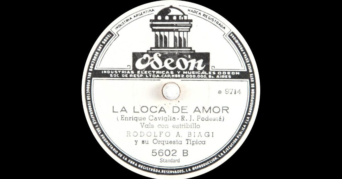 "Loca de amor", disco vinilo del vals, Tango Argentino, música.