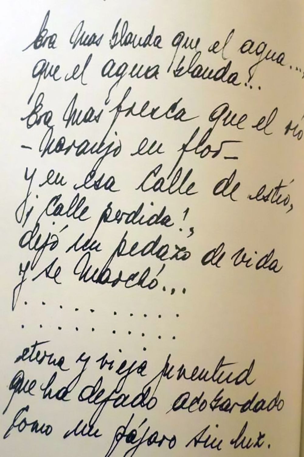 "Naranjo en flor", manuscrito de la letra del tango.