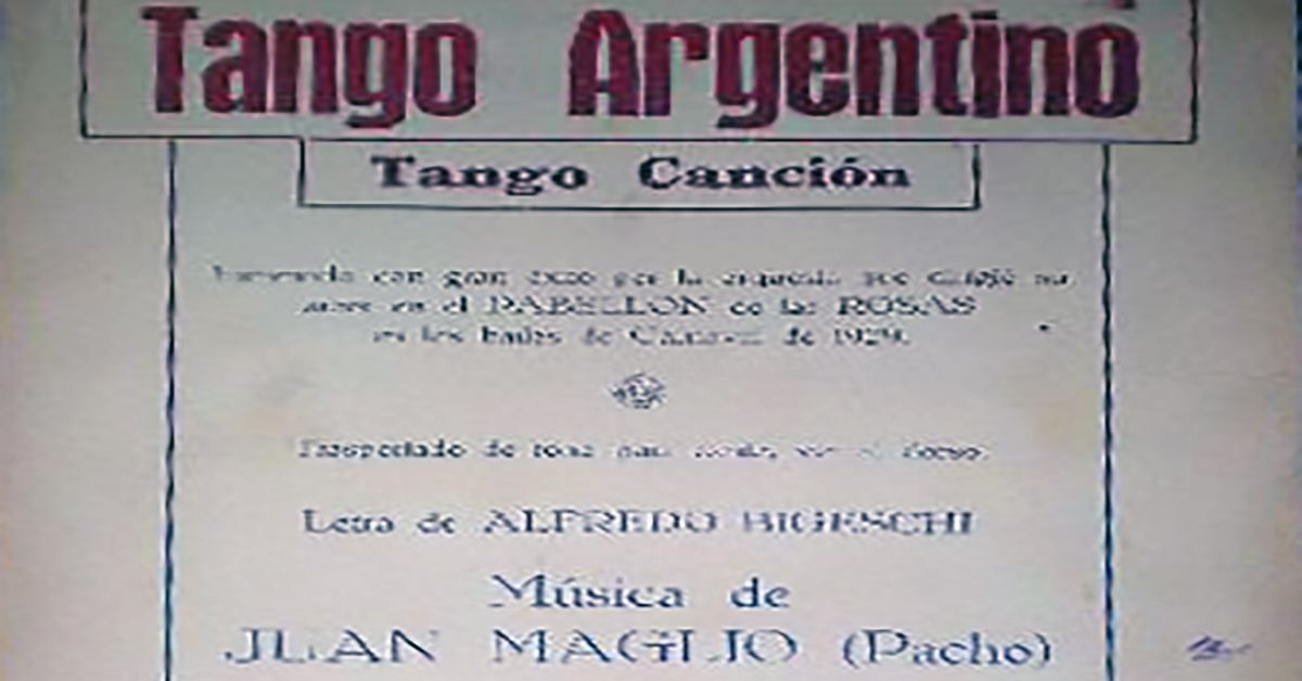 "Tango argentino", tapa de la partitura musical del tango.