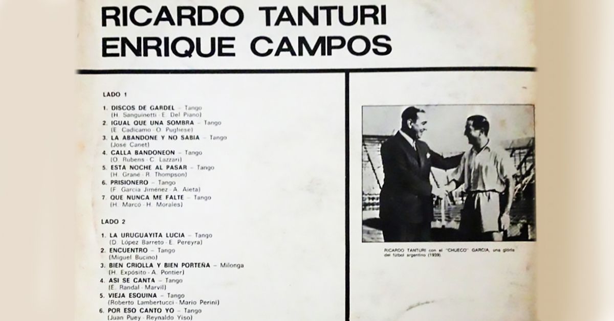 Tanturi-Campos, tapa del disco vinilo. Tango.