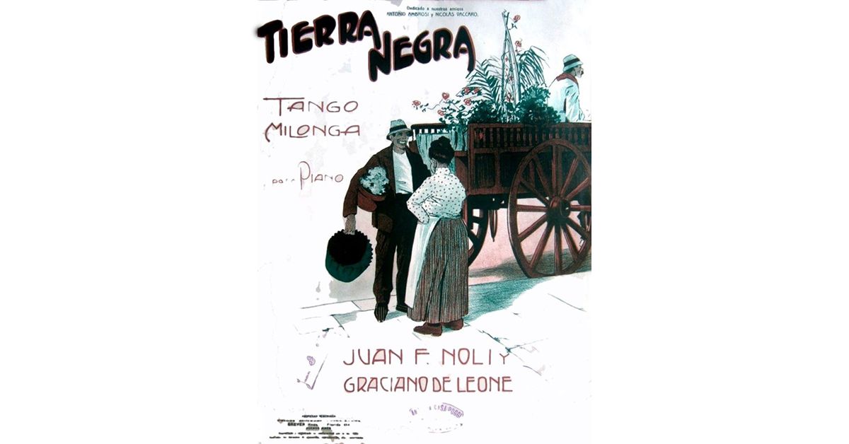 "Tierra Negra". Tapa de la partitura musical del tango.