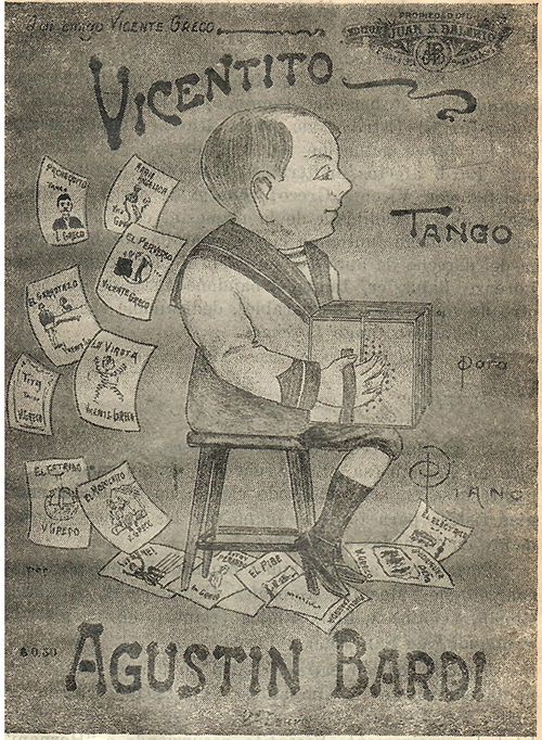 Vicentito | Partitura original del primer tema publicado por Agustín Bardi en 1911