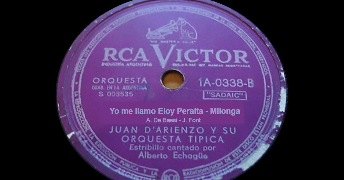 "Yo me llamo Eloy Peralta", disco vinilo de la milonga.