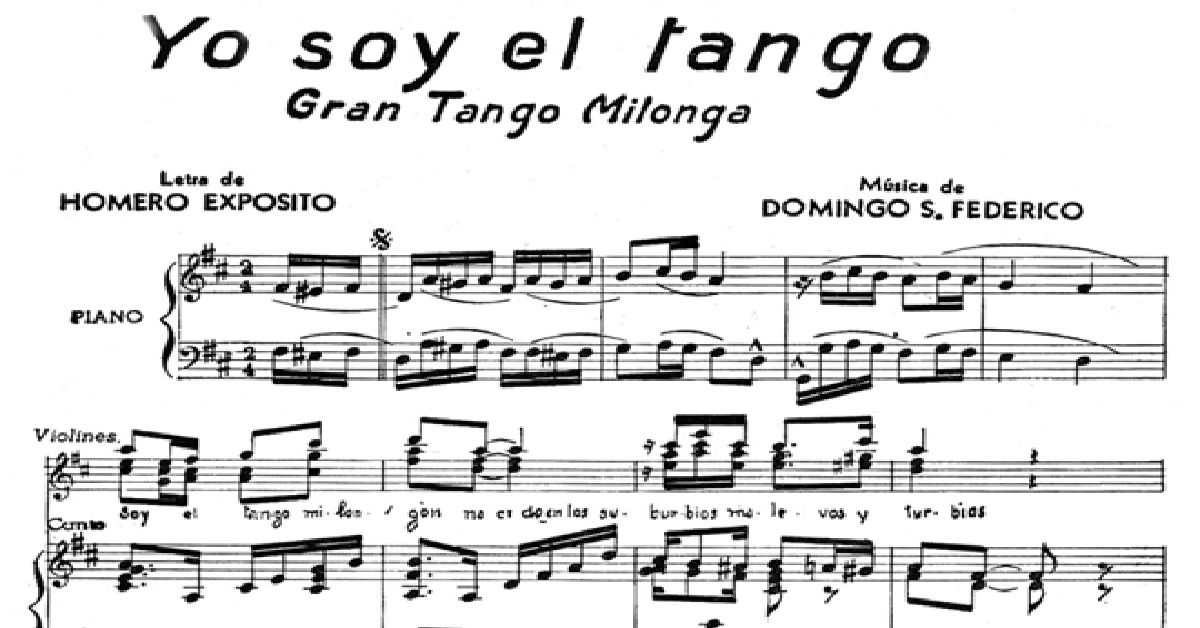 "Yo soy el Tango", partitura musical del tango.