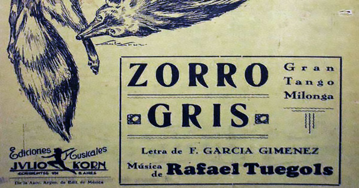 "Zorro gris", tapa de la partira musical del tango.