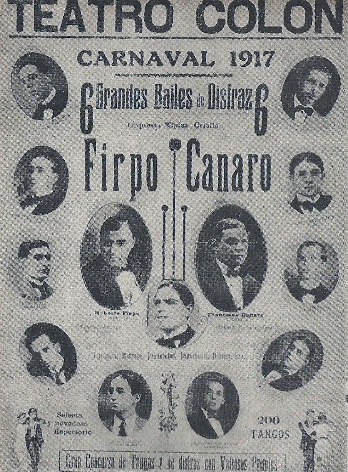 Poster publicidad de los carnavales en el Teatro Colón de Rosario, 1917.