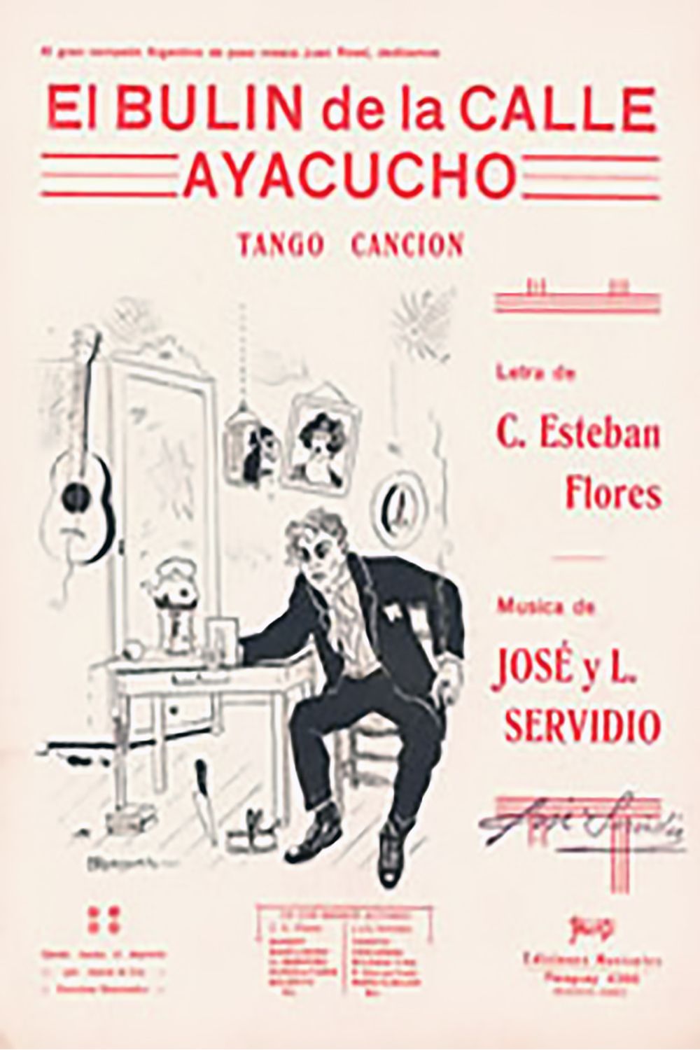 "El bulín de la calle Ayacucho", tapa de la partitura musical del tango.