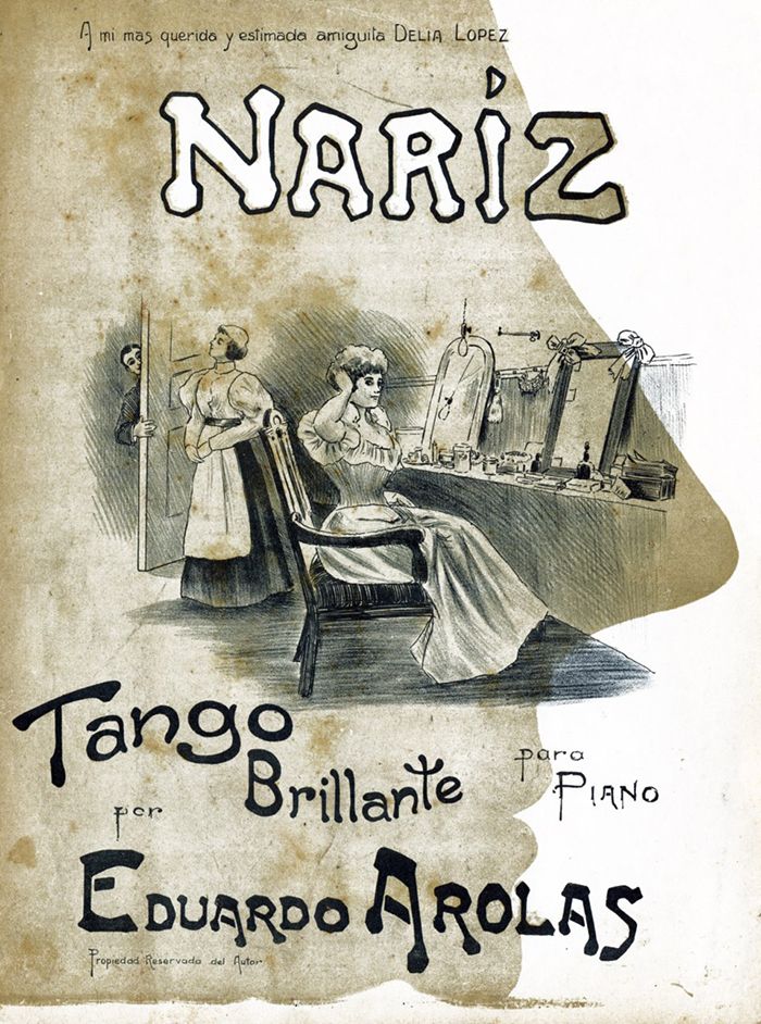 Portada de de la partitura original de "Nariz" de Eduardo Arolas.