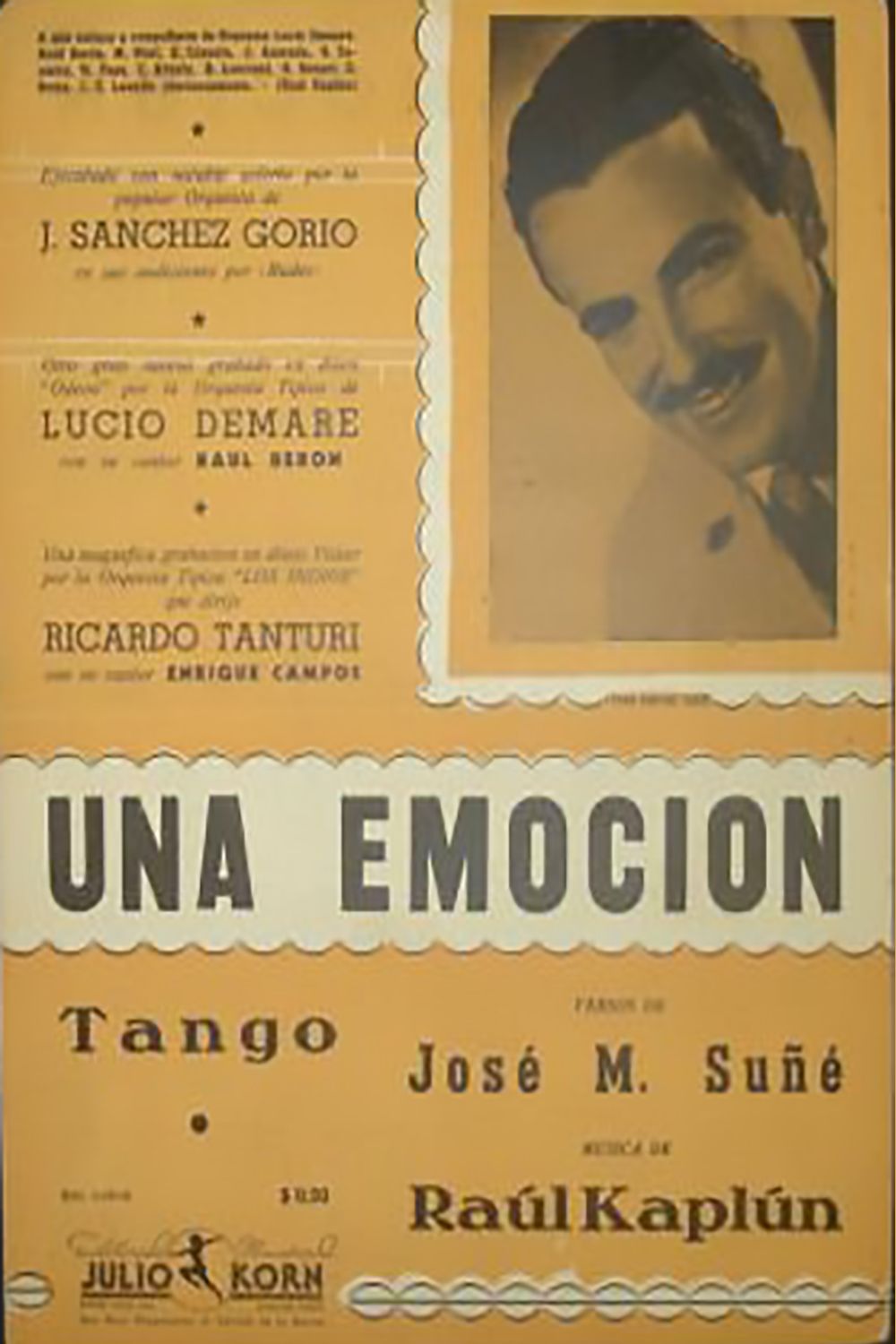"Una emoción", tapa de la partitura musical del tango.