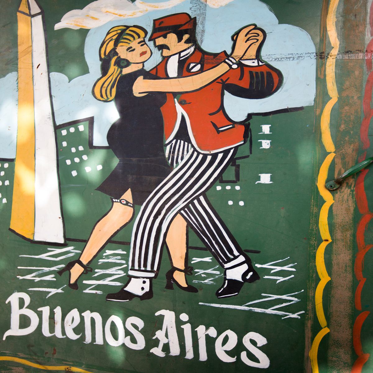Mural de tango en la ciudad de Buenos Aires, Argentina.