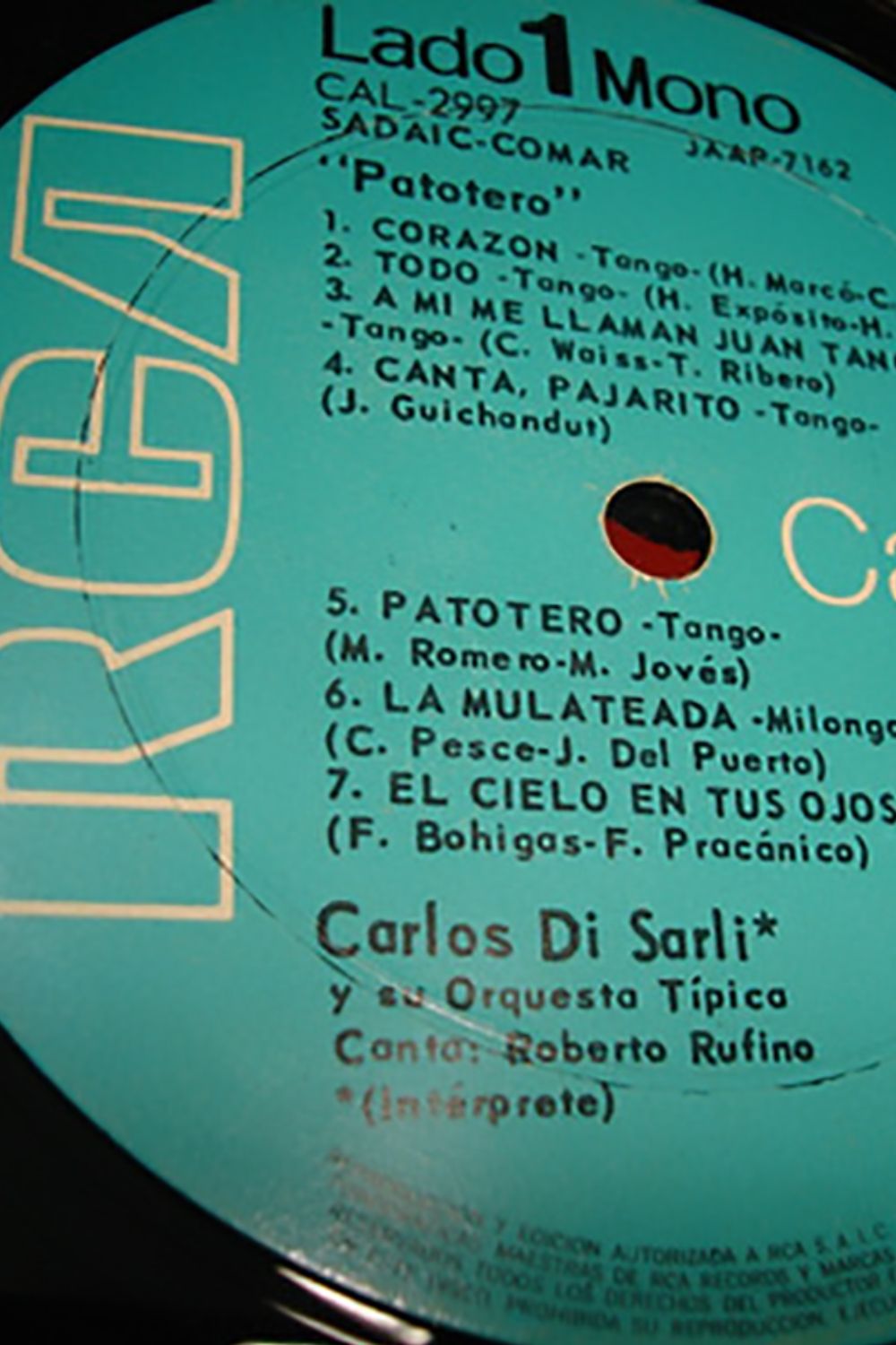 Disco vinilo de Carlos Di sarli. Música de Tango.