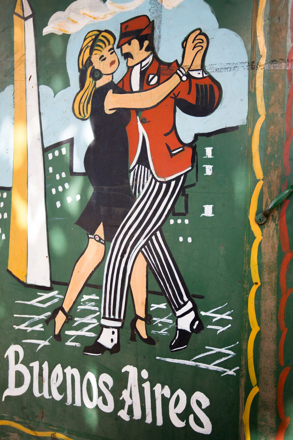 Mural de tango en la ciudad de Buenos Aires, Argentina.