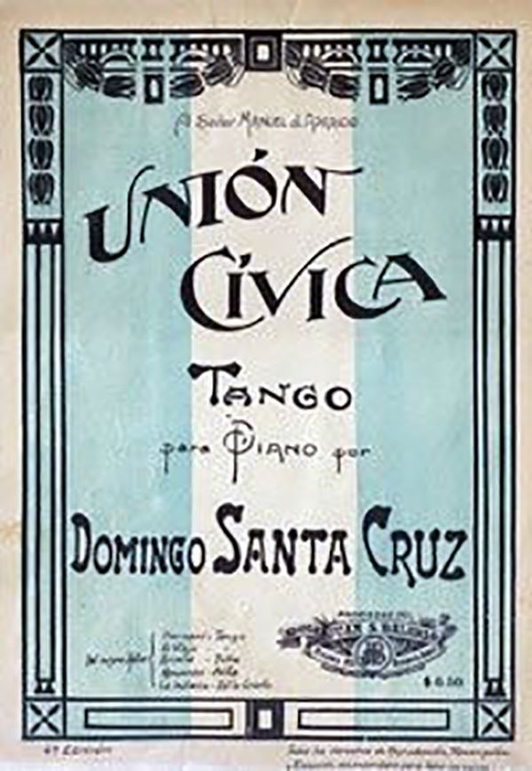 "Union cívica", tapa de la partitura musical del Tango.