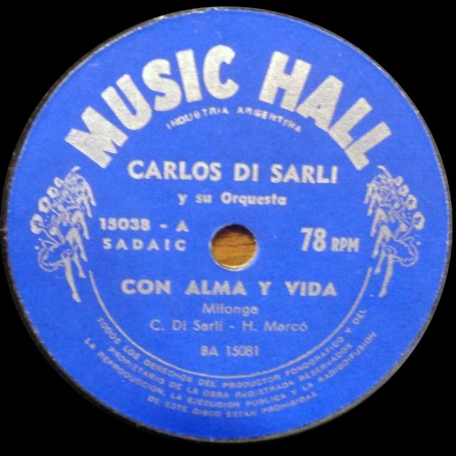 "Con alma y vida", Argentine Tango music vinyl disc.