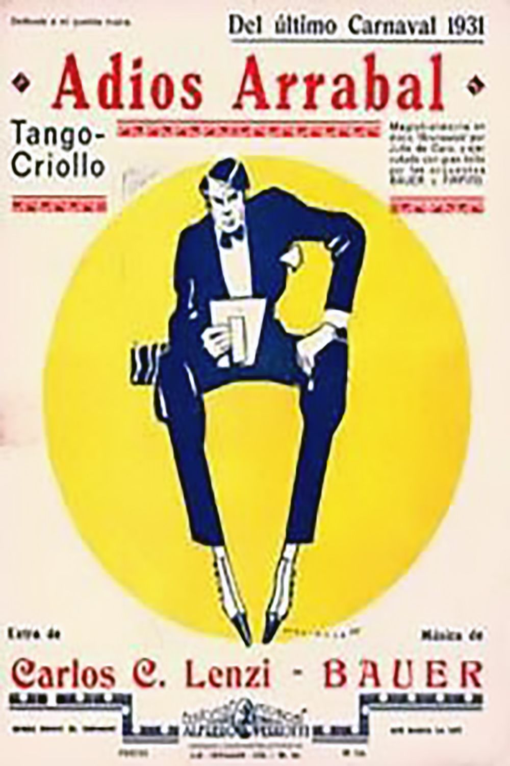 "Adios arrabal", Argentine Tango music sheet cover.