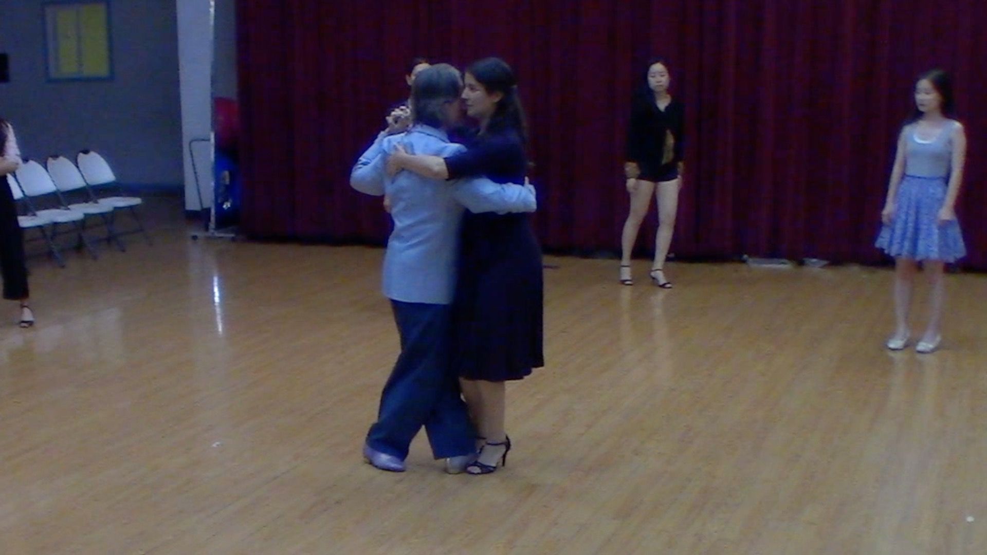 Argentine Tango Dancing with Mimi at beginner's class in San Jose, California, September 2019