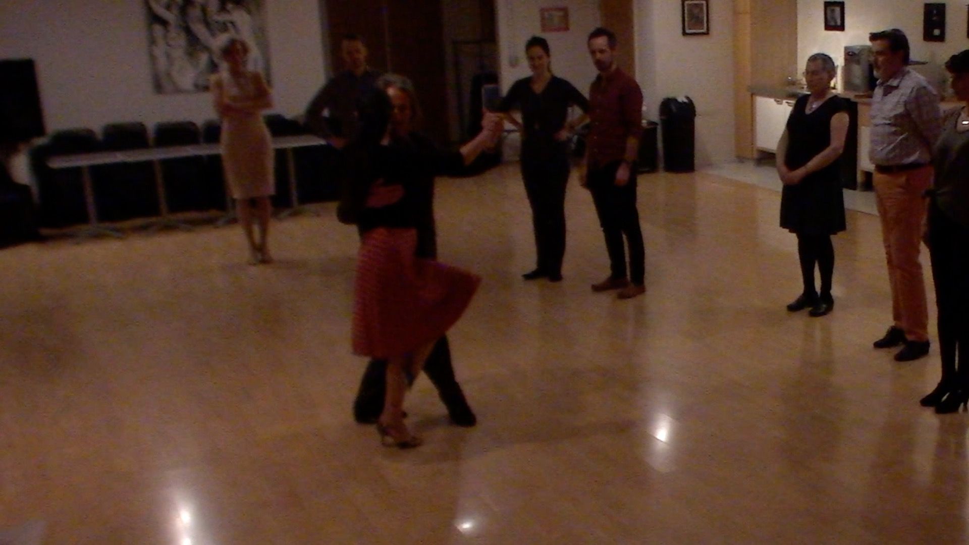 Argentine Tango dancing with Miranda for a new group of beginners students