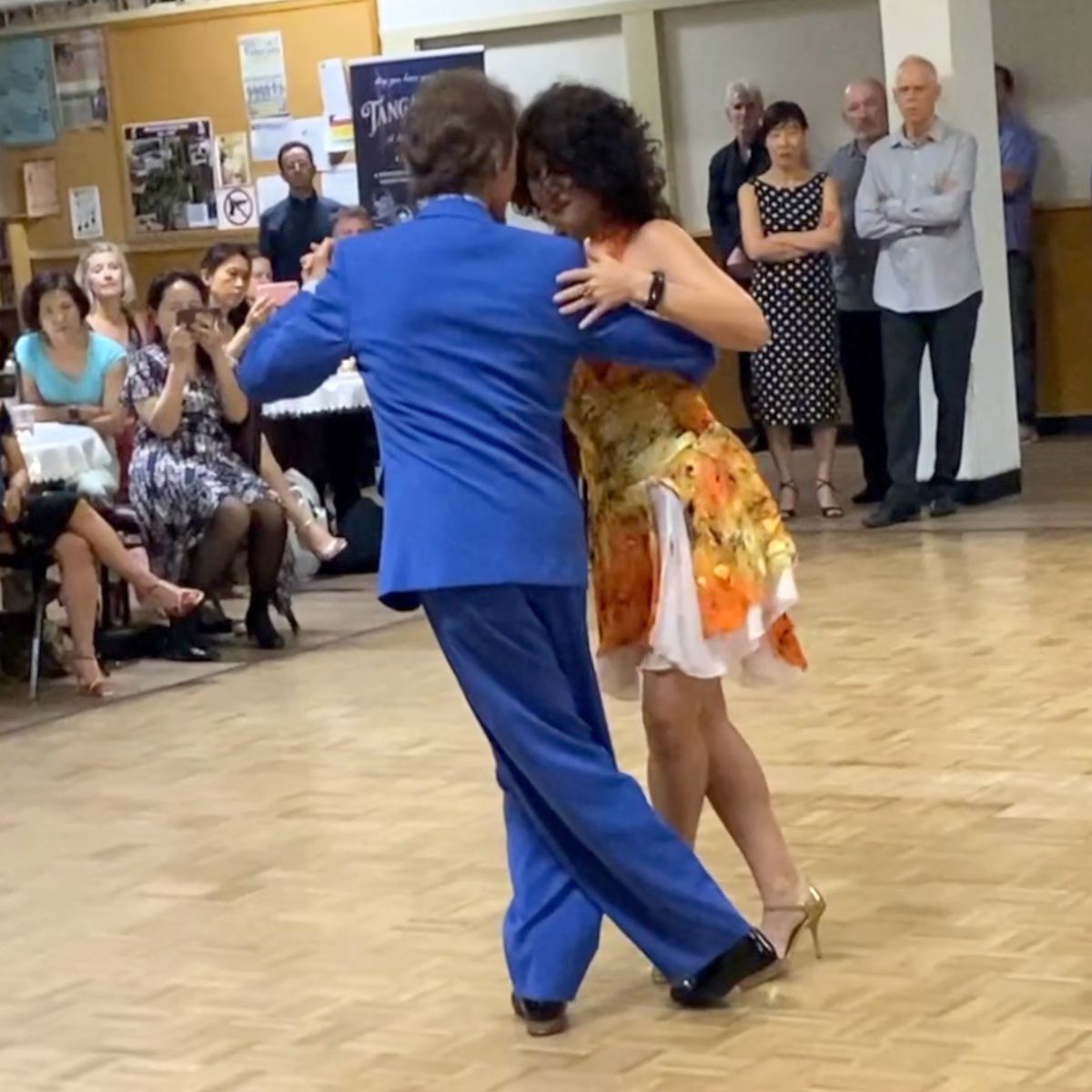 Argentine tango dancing by Marcelo Solis and Maria Olivera at Moose Lodge milonga Sunnyvale, California