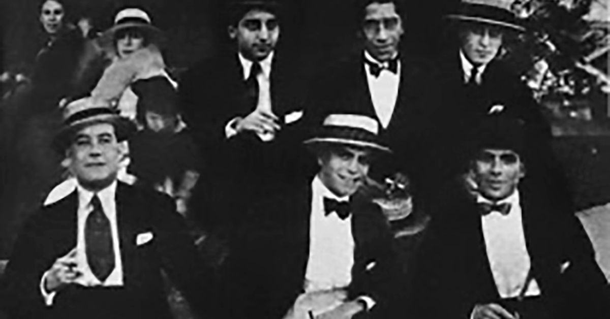 Eduardo Arolas, Argentine Tango musician, leader and composer, and his orchestra in 1919.