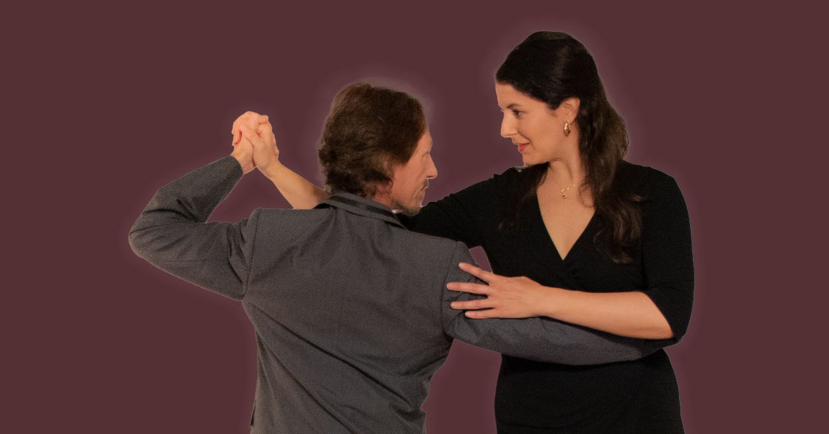 Marcelo Solis dancing Argentine Tango with Mimi at our beginner virtual class.