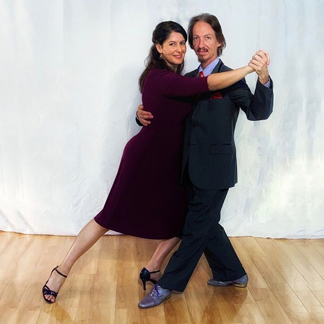 Marcelo Solis with Mimi teaching Argentine Tango virtual classes.