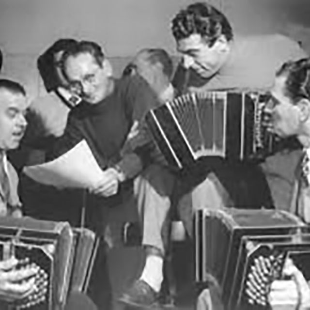 Osvaldo Ruggiero with Osvaldo Pugliese and other musicians of his Argentine Tango orchestra.