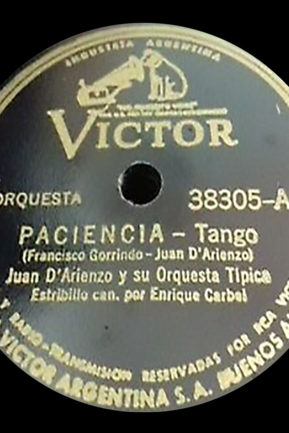 "Paciencia", Argentine Tango music vinyl disc.