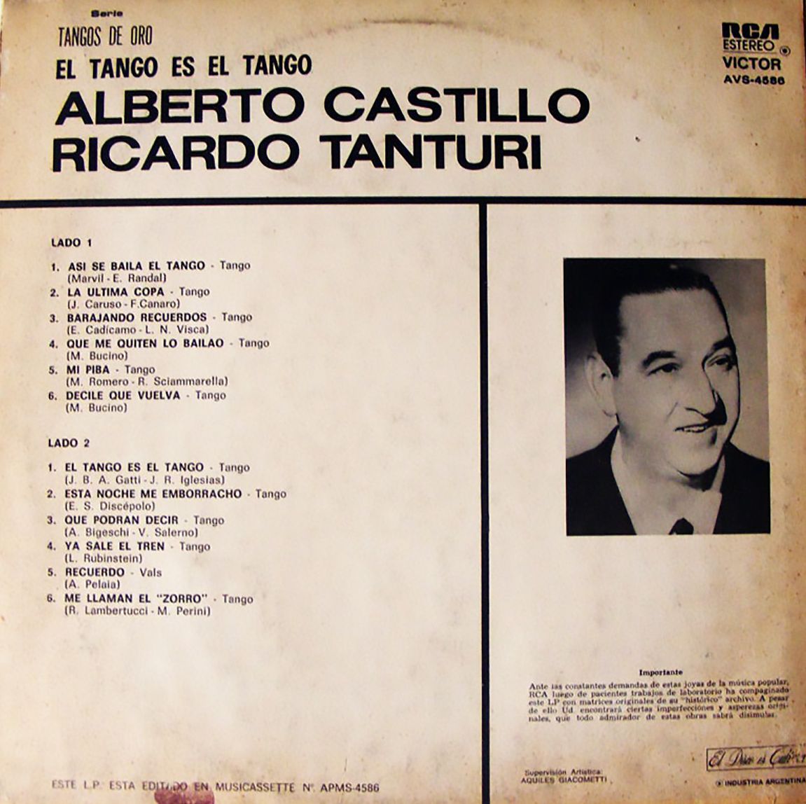 "Qué podrán decir" by Ricardo Tanturi y su Orquesta Típica with Alberto Castillo in vocals, 1943. Music: Vicente Salerno. Lyrics: Alfredo Bigeschi.