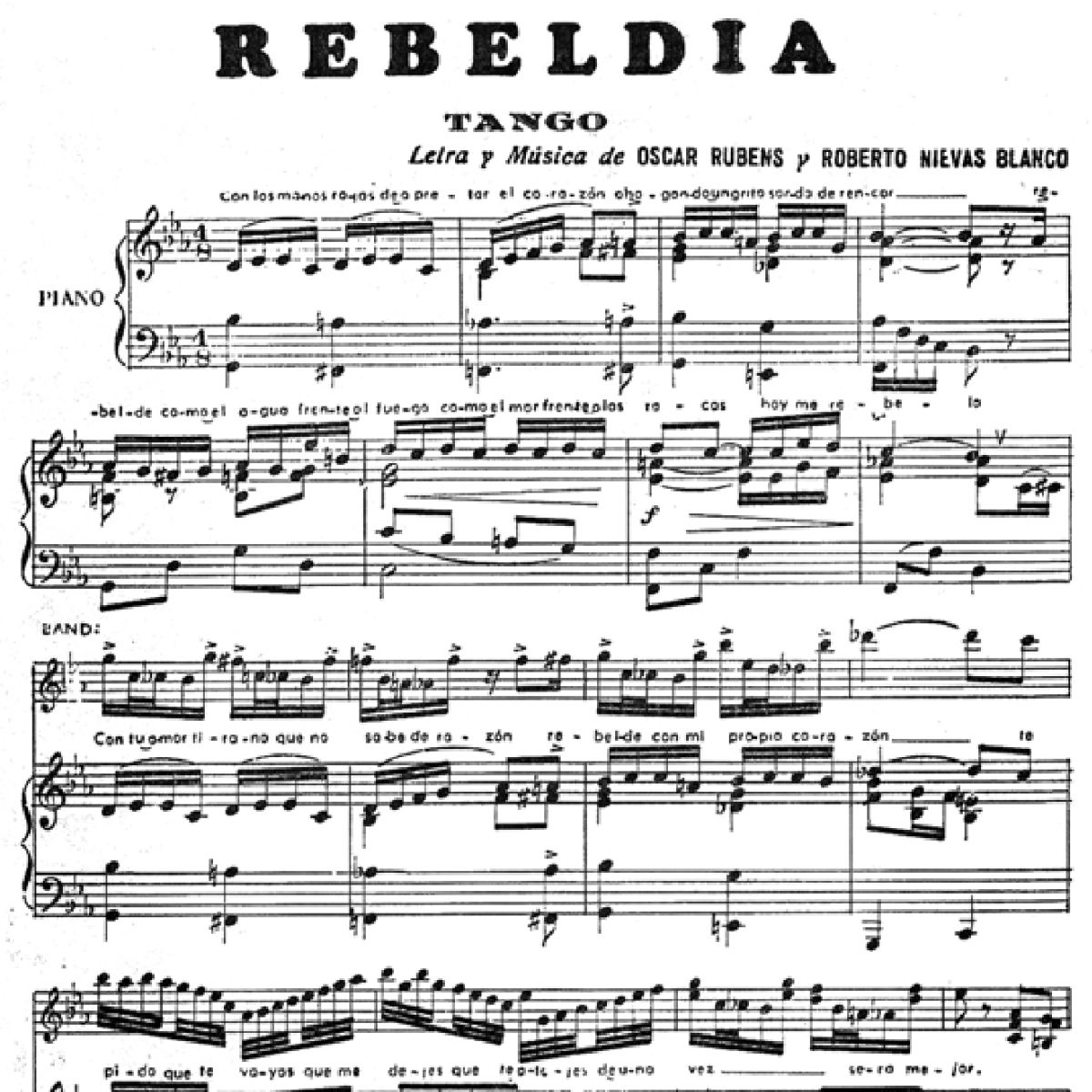 "Rebeldía", Argentine Tango music score