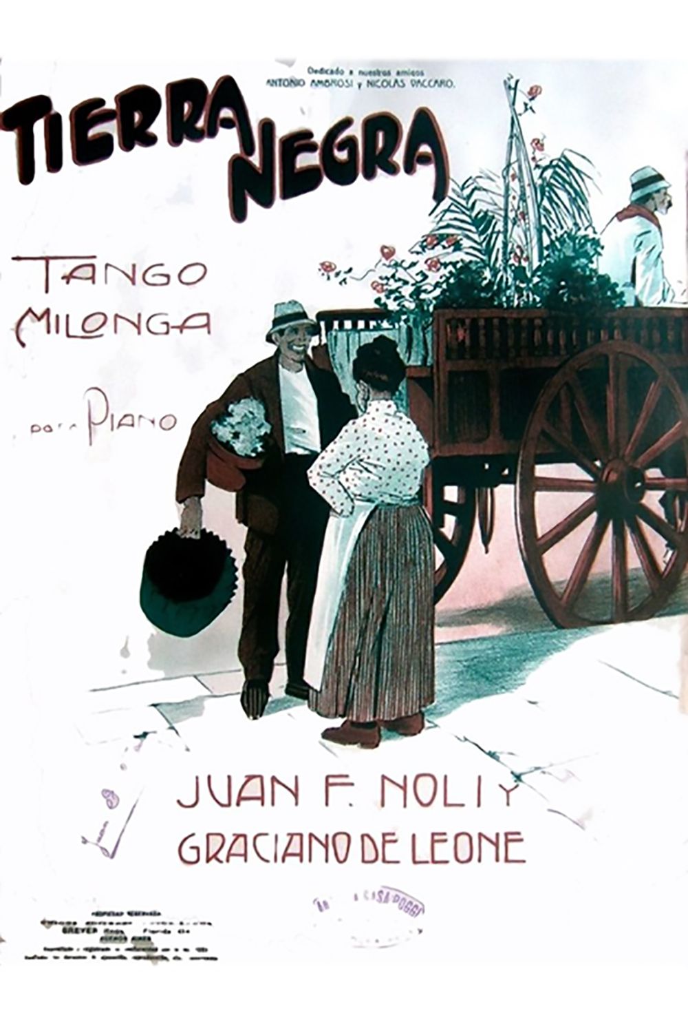"Tierra Negra" music sheet cover. Argentine Tango music.