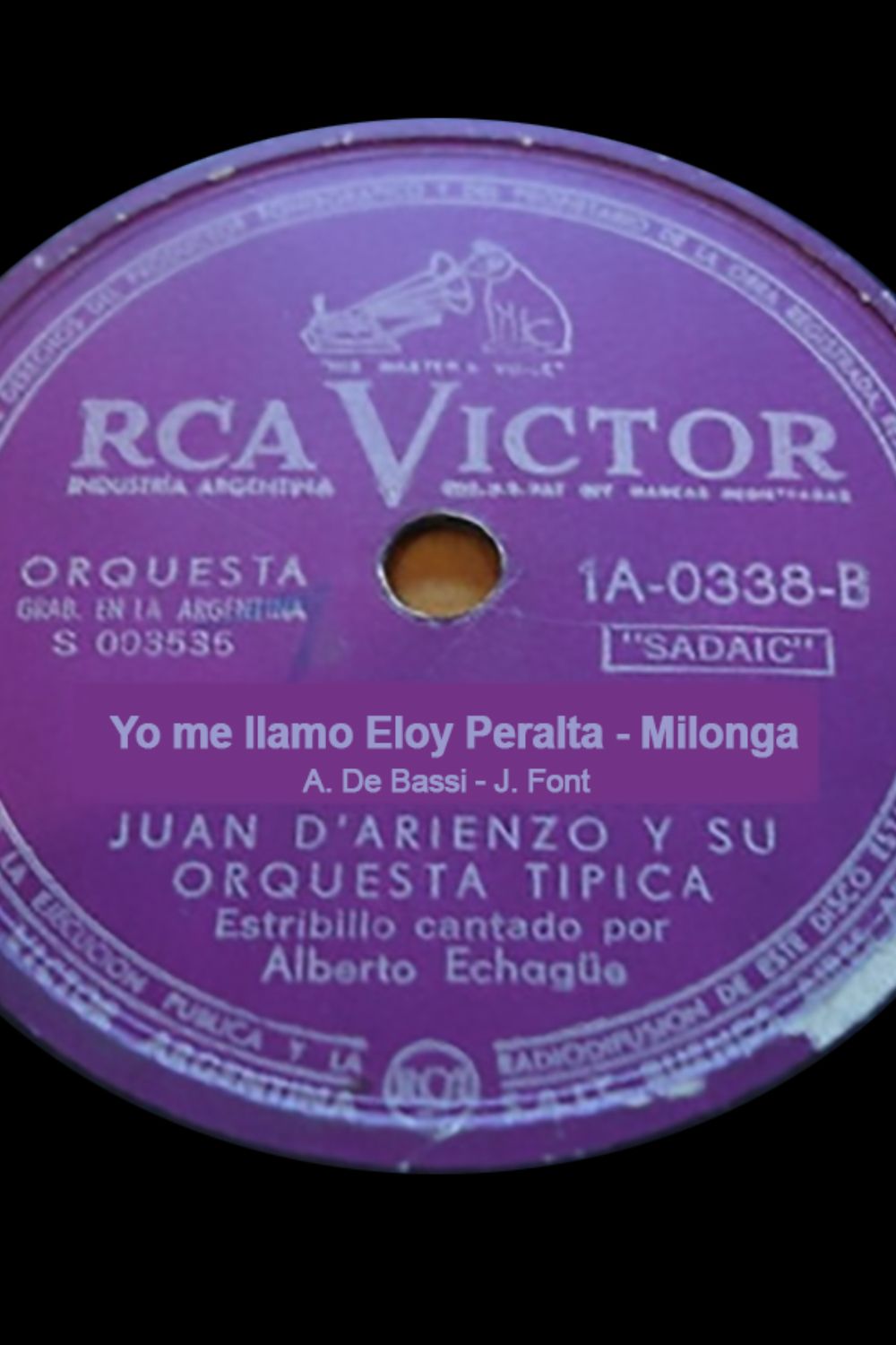 "Yo me llamo Eloy Peralta", vinyl disc Argentine Tango milonga