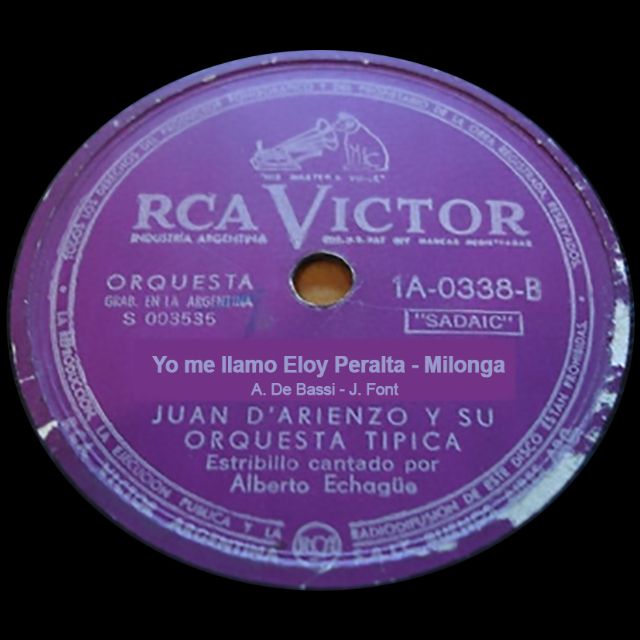 "Yo me llamo Eloy Peralta", vinyl disc Argentine Tango milonga