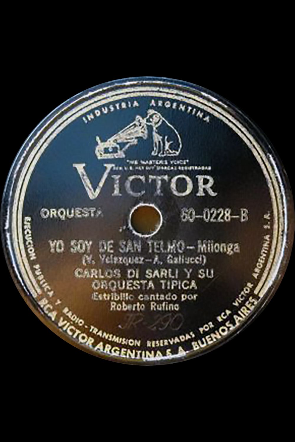 "Yo soy de San Telmo", Argentine Tango music vinyl disc.