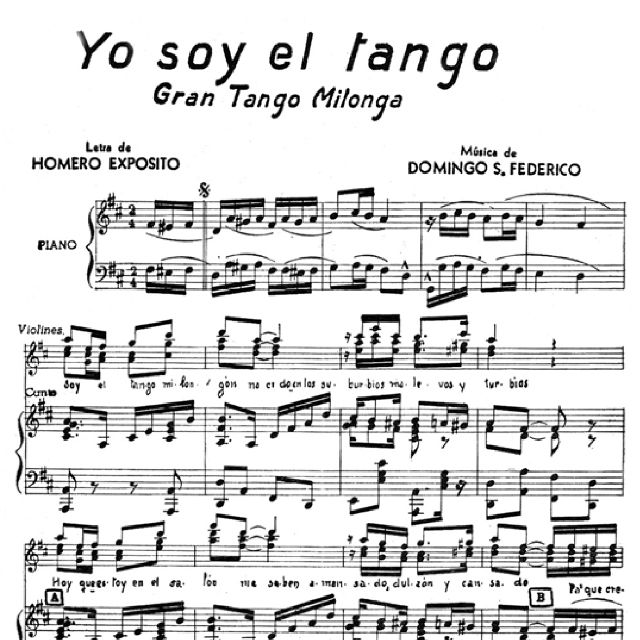 "Yo soy el Tango", Argentine Tango music sheet.