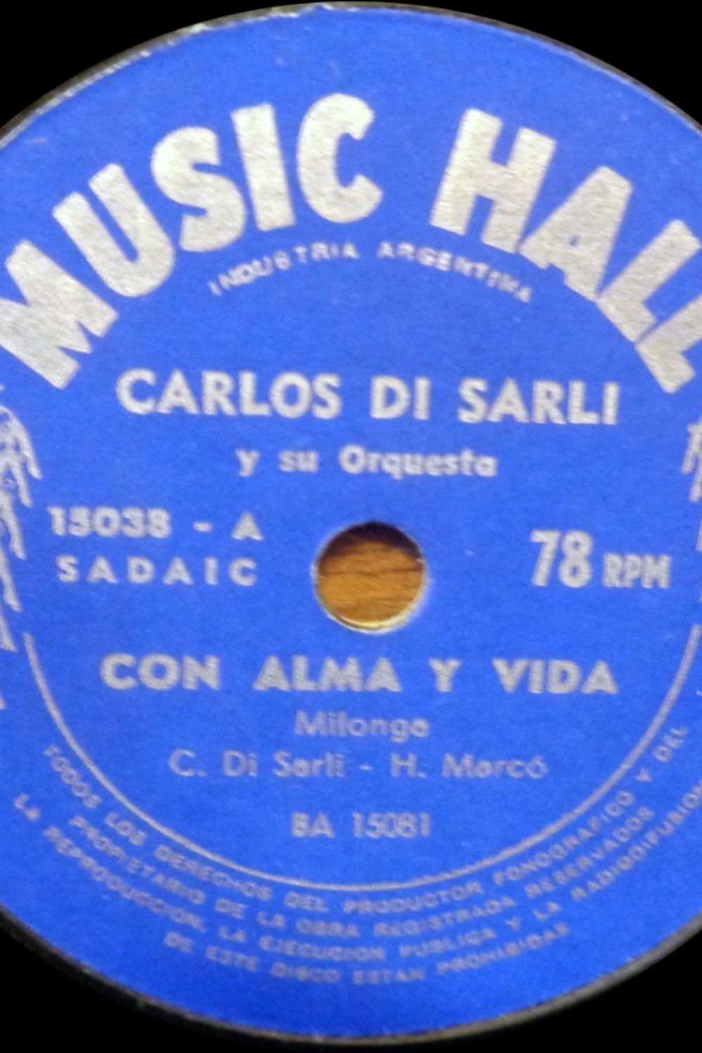 'Con alma y vida', Argentine Tango music vinyl disc.